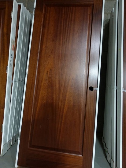 (6) 32" x 80" MAHOGANY RAISED PANEL DOORS, PREHUNG