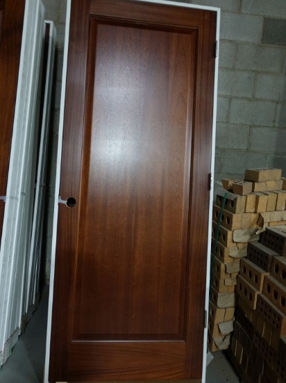 (6) 32" x 80" MAHOGANY RAISED PANEL DOORS, PREHUNG