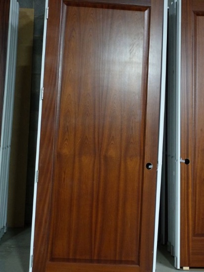 (14) 36" WIDE MAHOGANY RAISED PANEL DOORS,