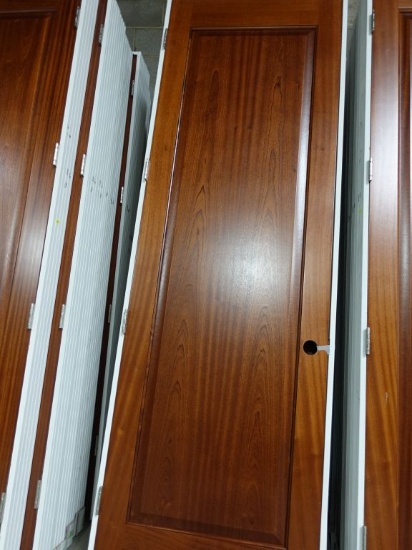 (9) 30" WIDE x 96" HIGH MAHOGANY RAISED PANEL DOORS,