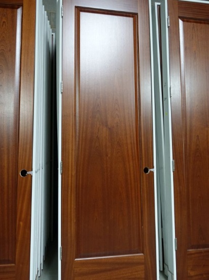 (10) 30" WIDE x 96" HIGH MAHOGANY RAISED PANEL DOORS, PREHUNG