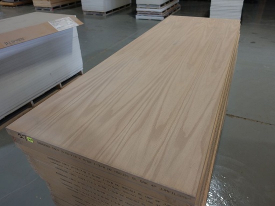 STACK OF (27) DOORCRAFT HOLLOW CORE OAK DOOR SLABS,
