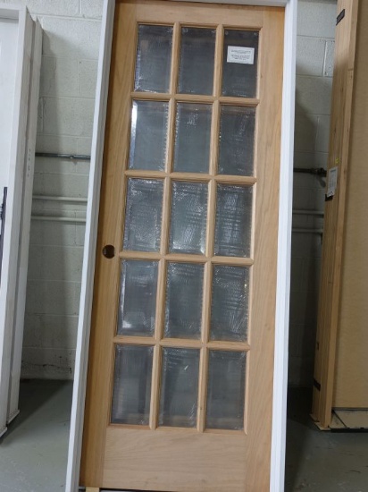 (5) ASSORTED OAK PREHUNG DOORS WITH WINDOW LITES,