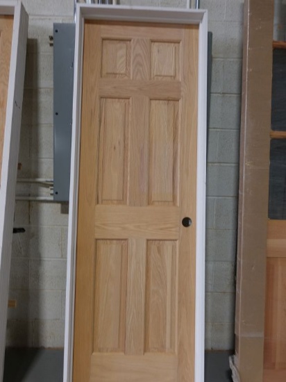 OAK SIX PANEL PREHUNG DOOR, 26" WIDE x 80" HIGH