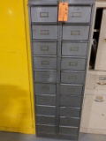 GRAY METAL CABINET WITH TWENTY DRAWERS, INCLUDES CONTENTS -