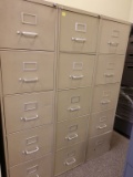 (3) FIVE DRAWER STANDARD SIZE FILE CABINETS, TAN