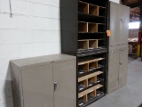 (3) TWO DOOR TENSSCO METAL CABINETS AND (2) STACKED METAL BOOKCASES