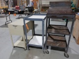 METAL CART, FLIP TOP METAL FILE CABINET AND SMALL FOREMAN'S DESK