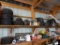 ASSORTED TIRES & MISC. ON TWO SHELVES, (THIS SIDE)