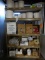 METAL SHELVING UNIT WITH CONTENTS, PAPER AND