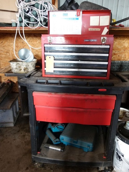 CRAFTSMAN TOOLBOX WITH ASSORTED SOCKETS AND MISC.