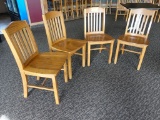 (4) ALL WOOD DINING CHAIRS, SEAT, BACK AND FRAME ARE