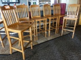 (6) ALL WOOD BAR CHAIRS, SEAT, BACK AND FRAME ARE