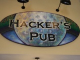 LARGE OVAL HACKERS PUB SIGN, APPROX. 6' LONG