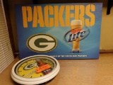 GREEN BAY PACKERS/LITE BEER CANVAS AND CLOCK