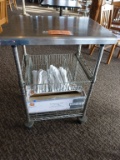 STAINLESS STEEL CART WITH PULL-OUT BASKET WITH