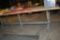 LARGE STEEL FRAMED WORKBENCH WITH WOOD TOP,