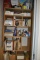 LARGE ASSORTMENT OF OFFICE SUPPLIES ON THESE SHELVES