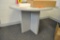 GRAY LAMINATE PEDESTAL TABLE, 40