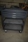 METAL SHOP CART WITH THREE DRAWERS AND TWO LOWER SHELVES