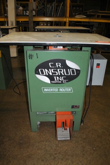 C.R. ONSRUD INC. INVERTED ROUTER TABLE, OPERATOR FOOT PEDAL,