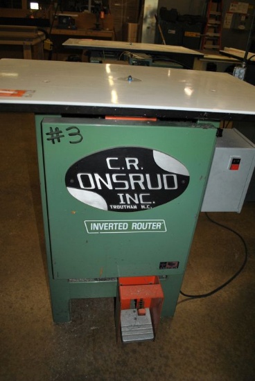 C.R. ONSRUD INC. INVERTED ROUTER TABLE, OPERATOR FOOT PEDAL,