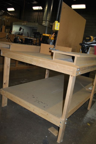 CUSTOM MADE DOUBLE SIDED MITER SAW BENCH, 8' x 49",