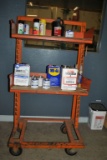 METAL RACK ON CASTERS WITH TWO REMOVABLE SHELVES,