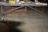 HEAVY DUTY 4' x 8' ROLLING TABLE ON CASTERS, STEEL FRAME,