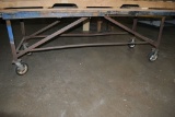 HEAVY DUTY 4' x 8' ROLLING TABLE ON CASTERS, STEEL FRAME,