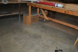 (2) WORKBENCHES, (1) WITH STEEL FRAME AND WOOD TOP