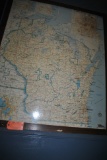 FRAMED WISCONSIN MAP, FRAME MEASURES 53