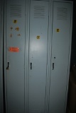 BANK OF THREE EMPLOYEE LOCKERS, GRAY