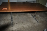 (2) 6' LONG FORMICA TABLES WITH WOODGRAIN TOPS,