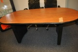 SMALL OVAL CONFERENCE TABLE WITH WOODGRAIN TOP,