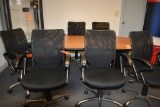 (6) MATCHING BLACK CONFERENCE CHAIRS, PADDED SEATS,