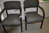 (2) BLACK VISITOR CHAIRS, WOOD FRAMES