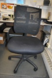 BLACK DESK CHAIR, PADDED SEAT, MESH BACK