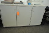 GRAY LAMINATE CABINET WITH THREE DOORS, NO CONTENTS
