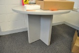 GRAY LAMINATE PEDESTAL TABLE, 40