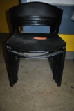 (6) MATCHING BLACK STACKABLE CHAIRS, PLASTIC SEAT