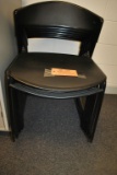 (6) MATCHING BLACK STACKABLE CHAIRS, PLASTIC SEAT