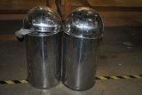 (2) TRASH CANS WITH DOME LIDS