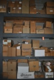 ASSORTED CONTENTS ON WOODEN SHELVES, SUCTION CUPS,
