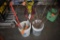 (2) 5 GALLON BUCKETS OF CONCRETE PINS & MISC. TOOLS,