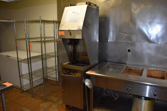 GILES 18" 2 BIN DEEP FRYER, MODEL/S/N NOT FOUND,