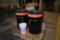 (2) BARRELS WITH USED COOLANT AND OIL