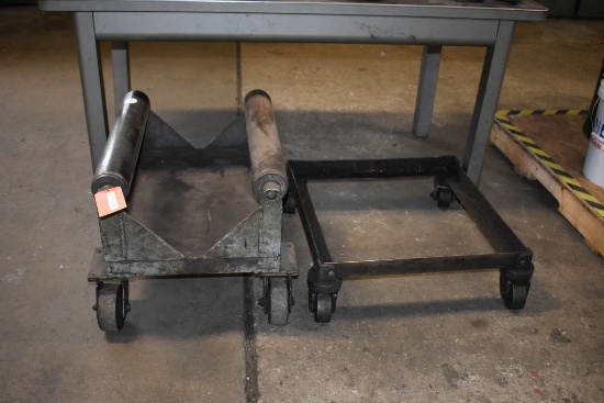 ROLLER STAND WITH 22" WIDE ROLLERS AND 23" METAL BASE ON CASTERS