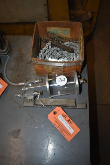LUBRICATOR, BOX OF CHAINS AND MISC.