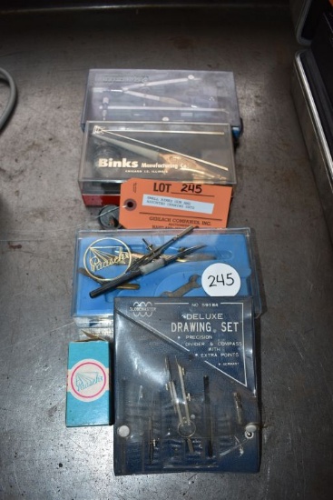 SMALL BINKS GUN AND ASSORTED DRAWING SETS